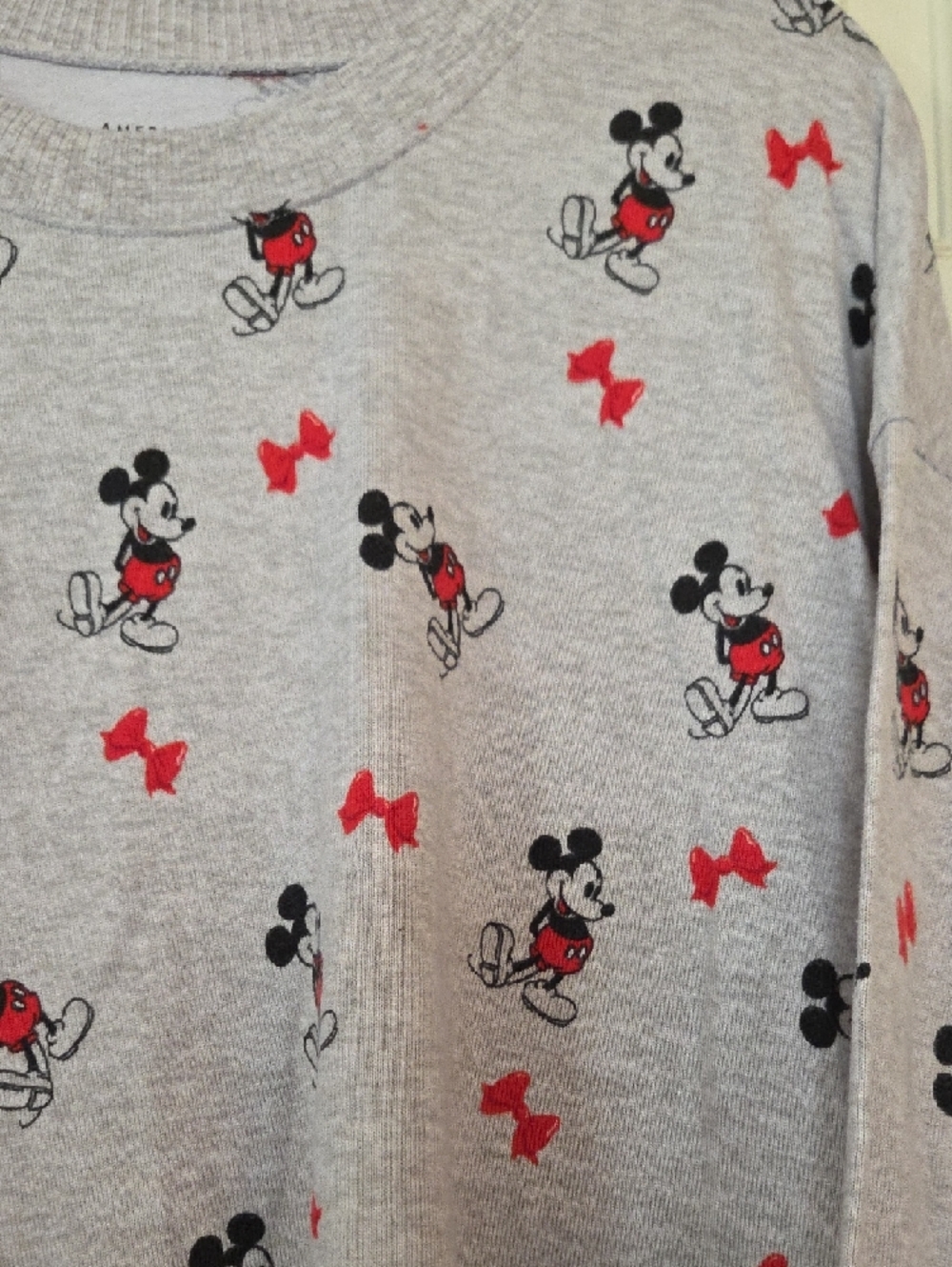 American Eagle Outfitters Light Gray Mickey Mouse Pajama Set with Red Accents - Picture 7 of 8